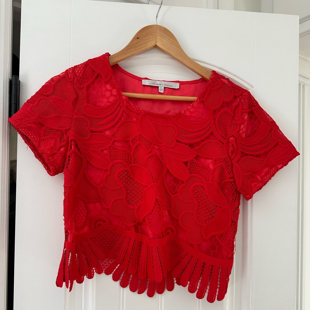 Lovers and friends lace red top size small